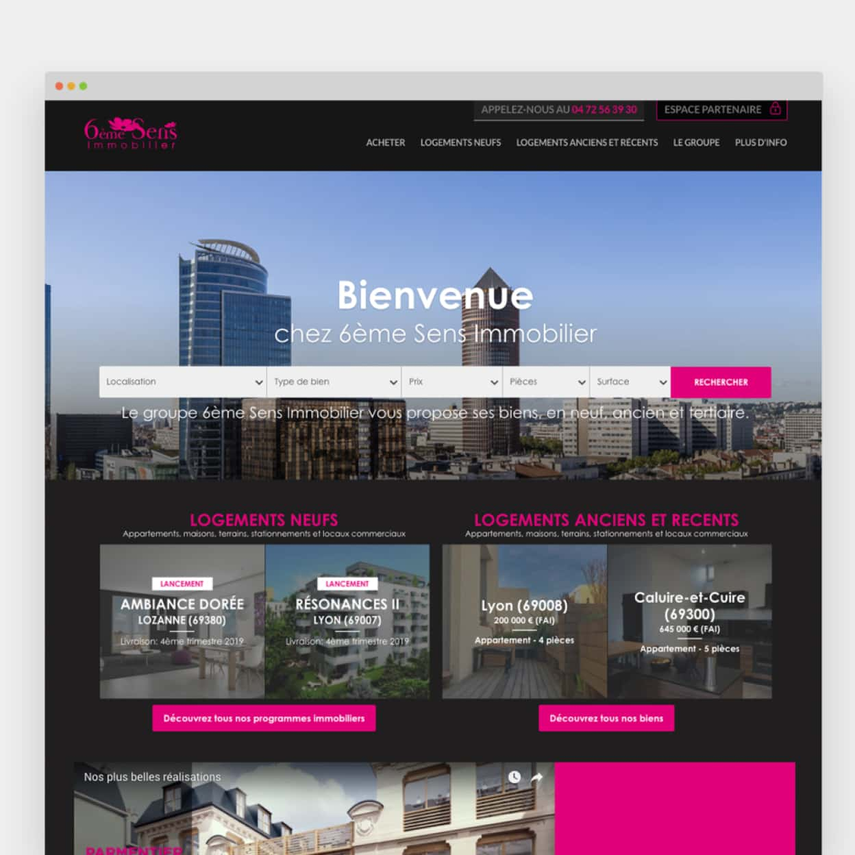 Site web de 6ème Sens Immobilier