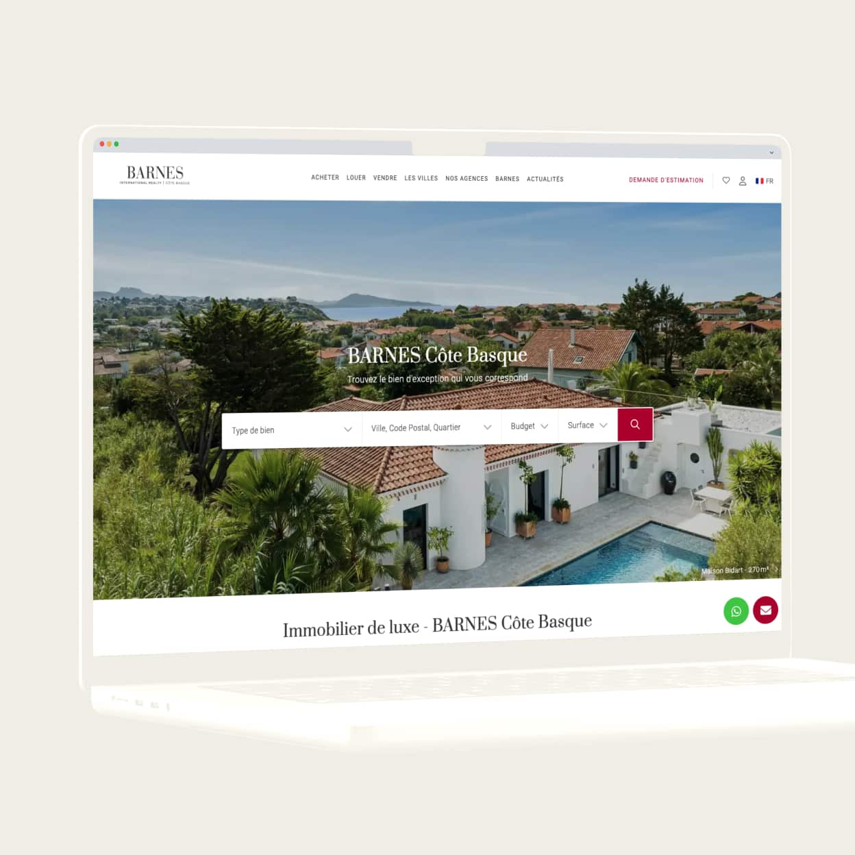 Site web de Barnes côtes basque