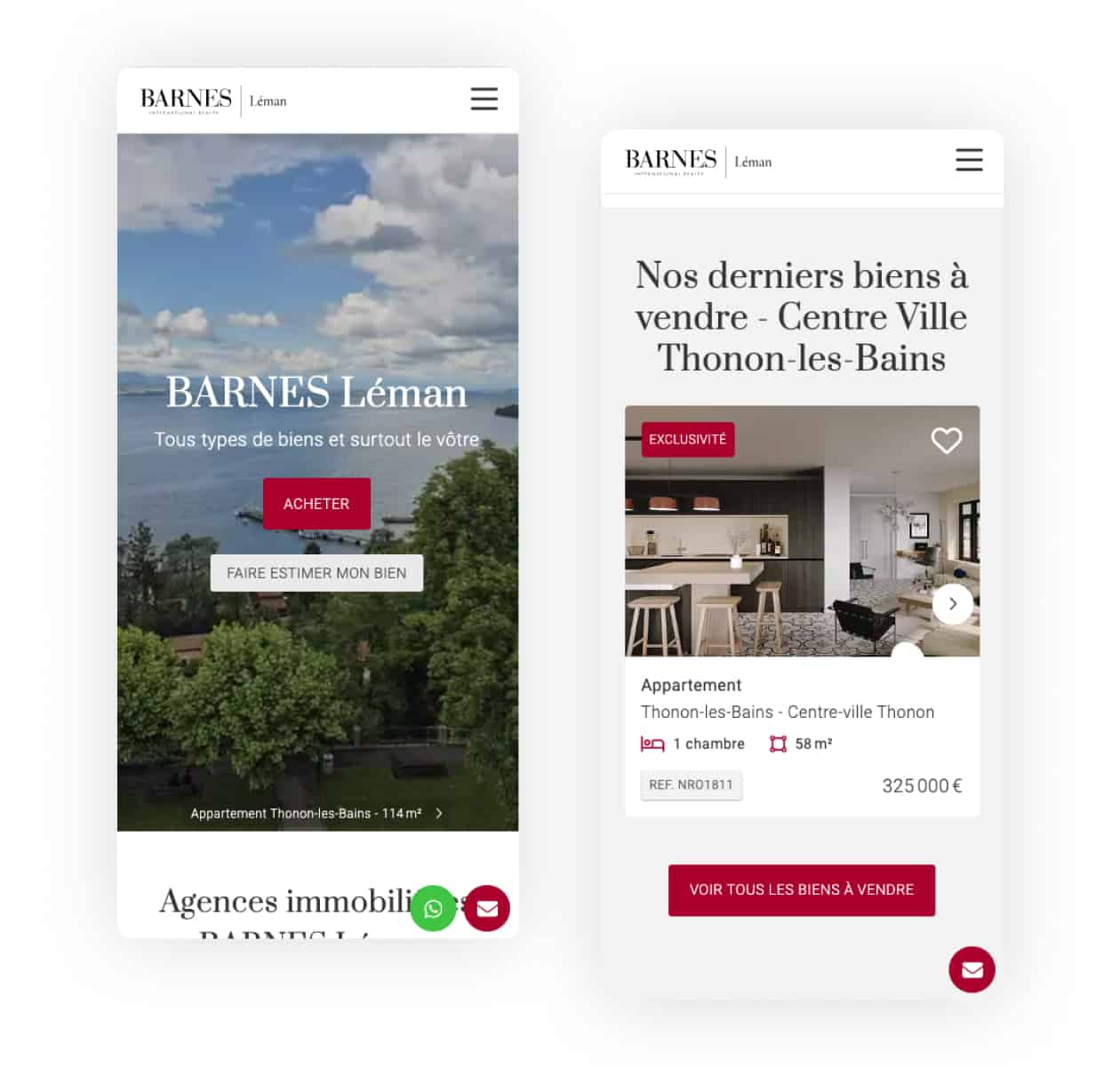 Site web version mobile de BARNES Leman par Studio HB